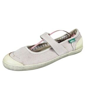 Simple Women's 9.5 Beige Canvas Mary Jane Casual Comfort Shoes Flats Everyday